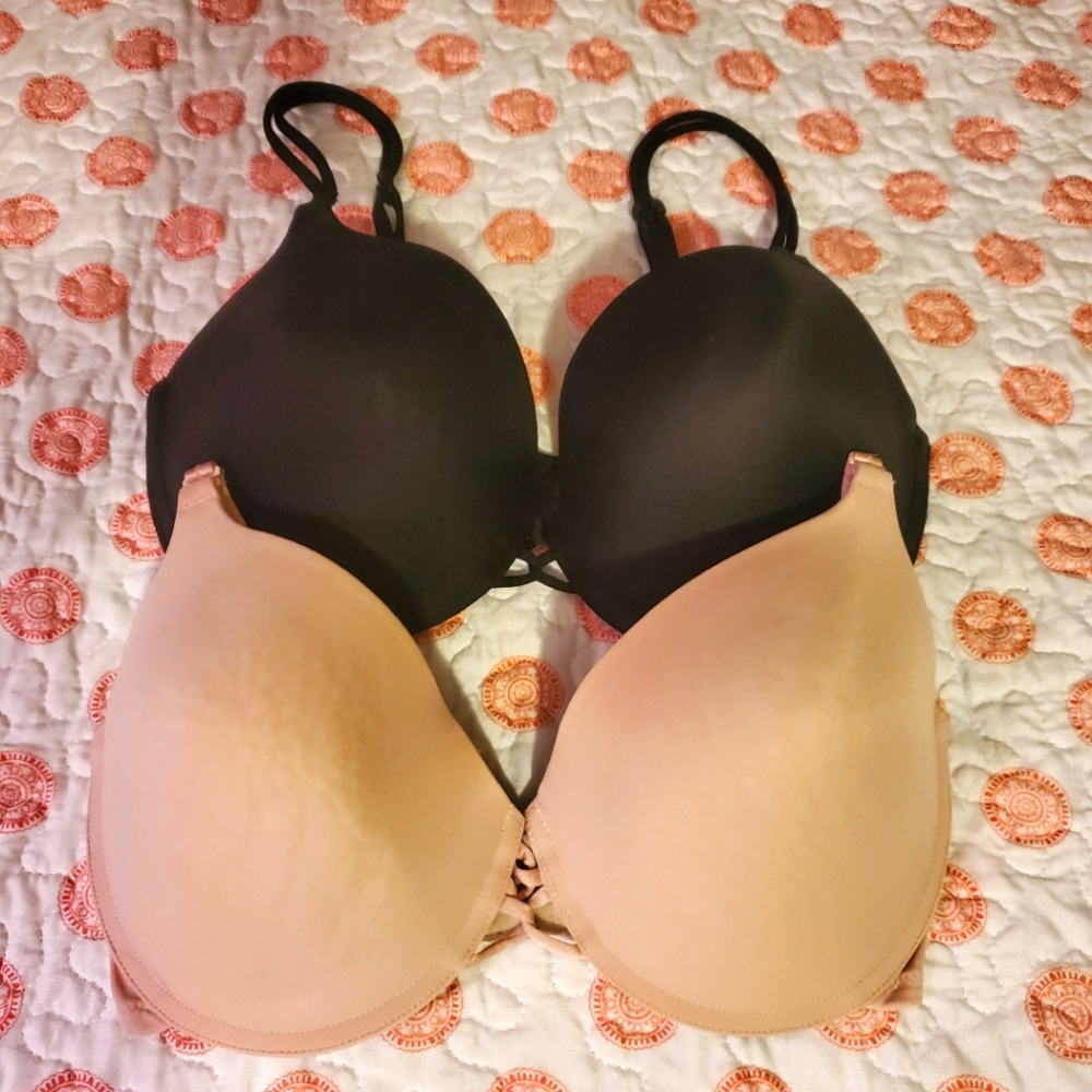 2 Wacoal convertible Bras 1 black 1 nude 34DD